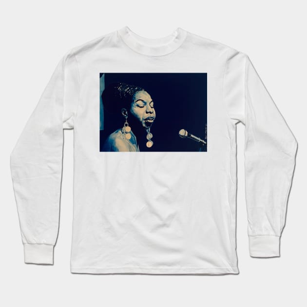 Nina Simone Long Sleeve T-Shirt by BryanWhipple